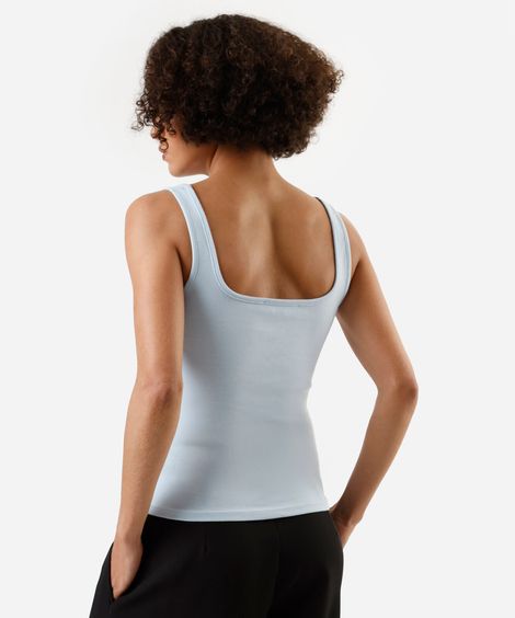 regata feminina decote quadrado azul