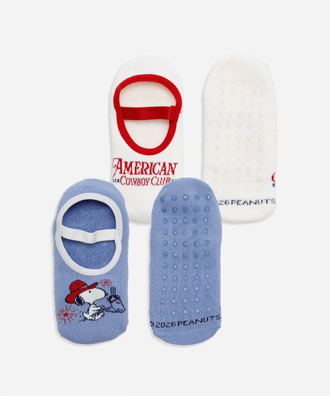 kit de 2 meias sapatilha antiderrapante snoopy colorido