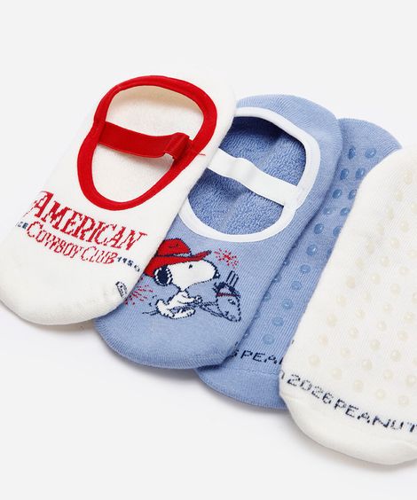 kit de 2 meias sapatilha antiderrapante snoopy colorido