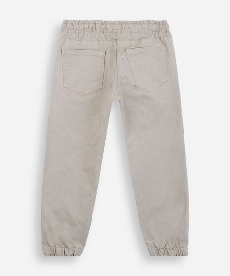 calça jogger infantil de sarja cós elástico bege