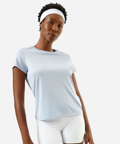 camiseta viés ombro azul