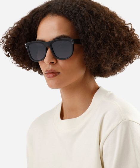 óculos de sol unissex quadrado de acetato - preto