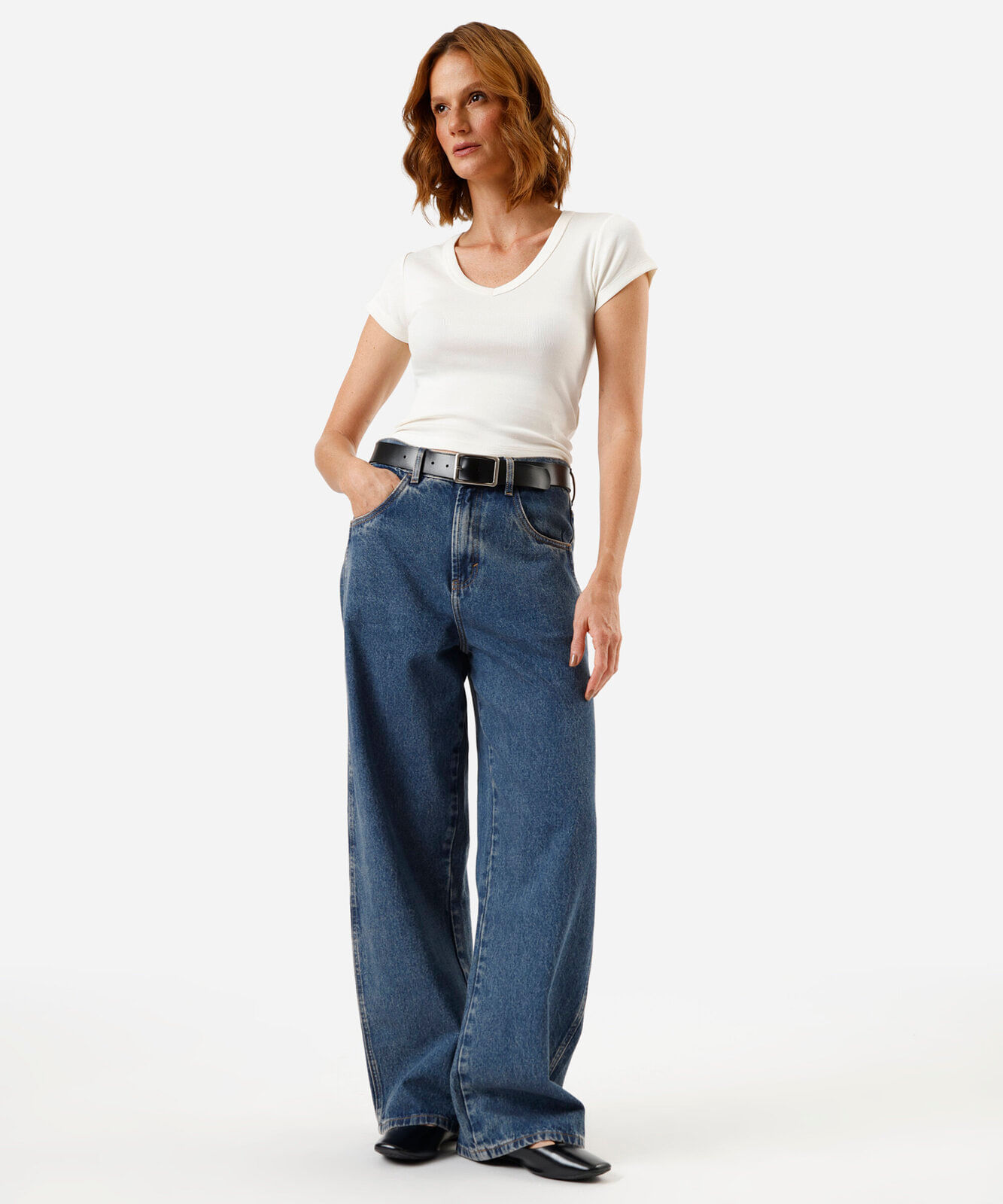 blusa feminina de algodão decote v manga curta canelada off white
