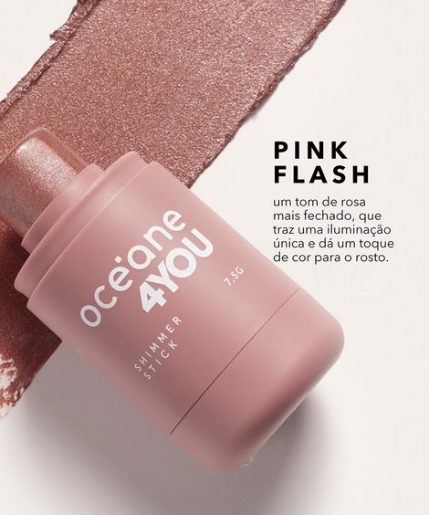 iluminador océane shimmer stick pink flash rosa
