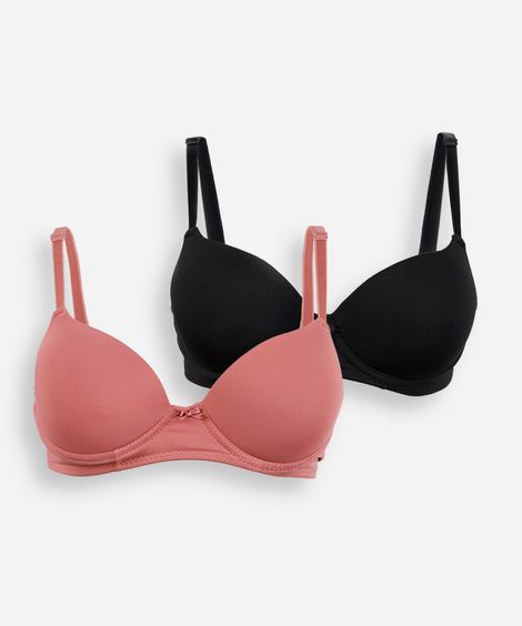 kit de 2 sutiãs base feminino de poliamida colorido