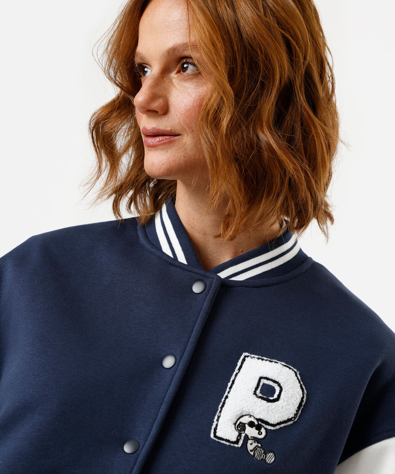jaqueta bomber feminina de moletom snoopy azul