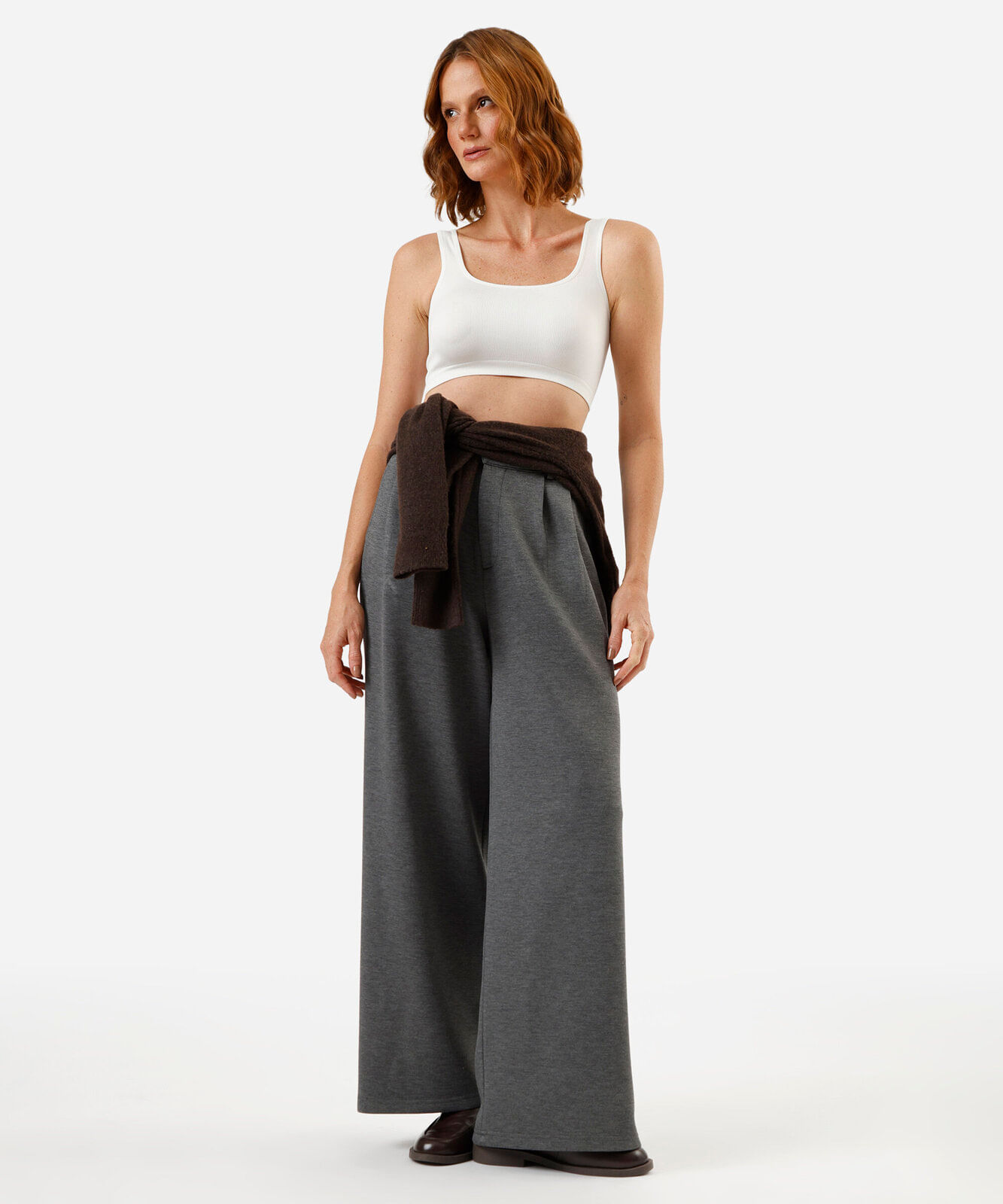 top cropped feminino de poliamida canelado off white