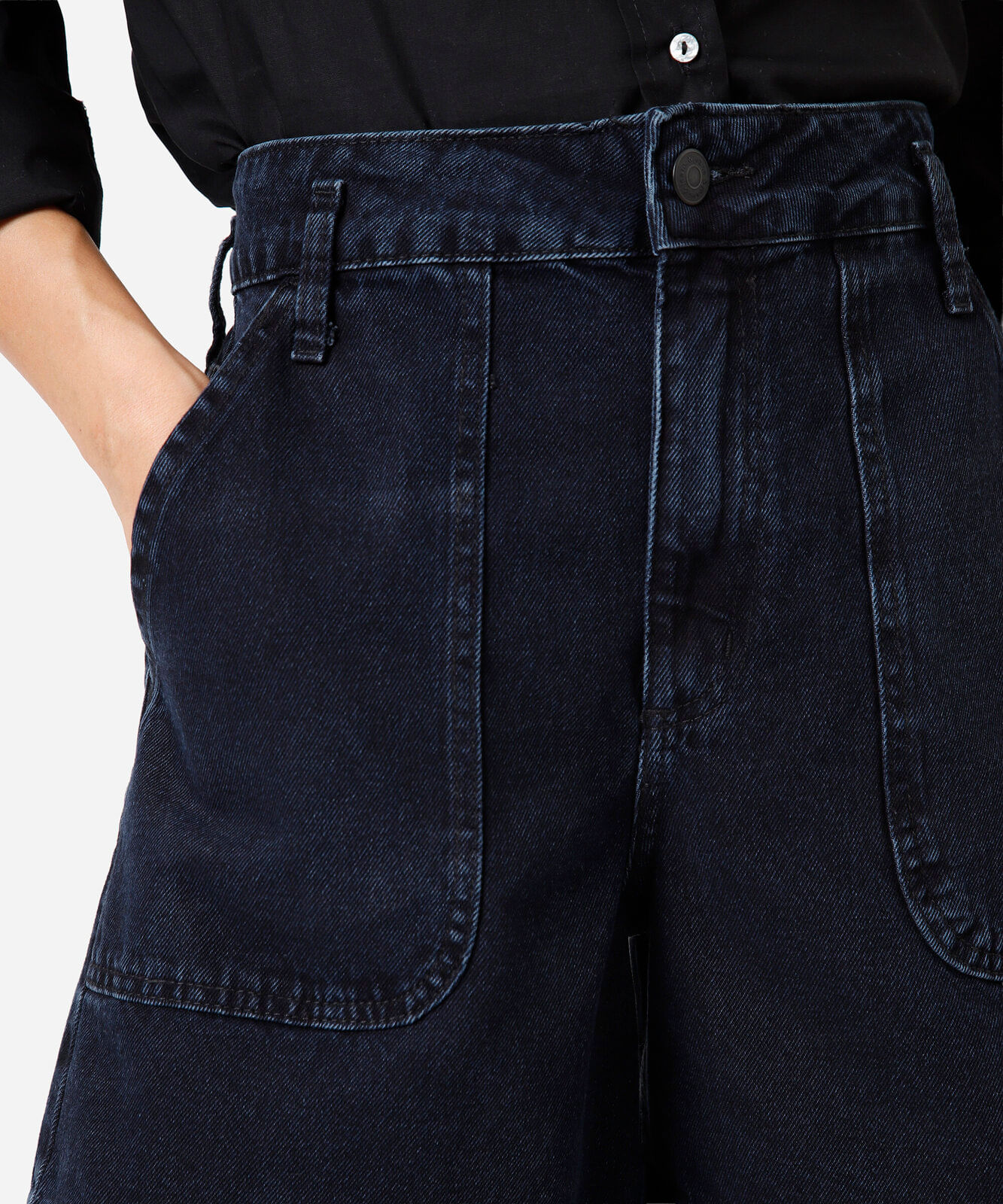 bermuda feminina jeans cintura alta azul