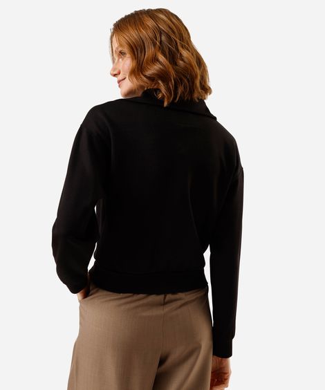 blusão feminino de moletom com gola preto