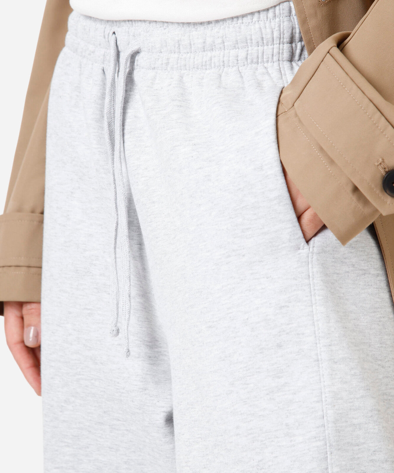 calça barrel feminina de moletom cós elástico cinza