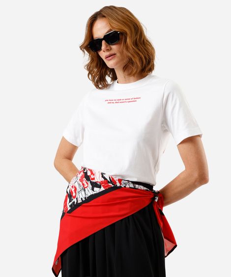 camiseta feminina de algodão estampada o diabo veste prada off white