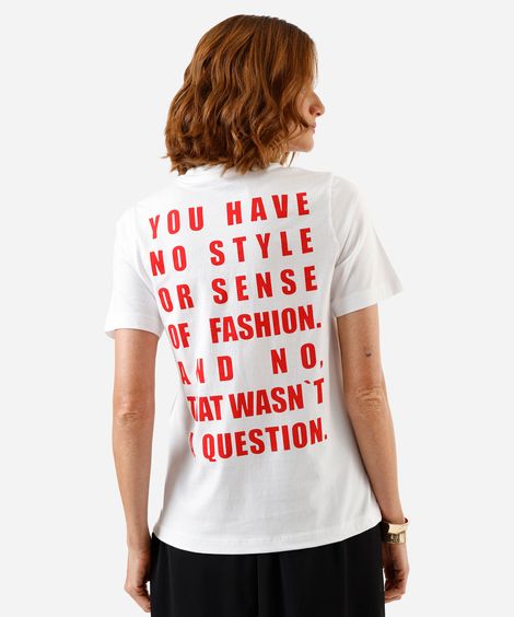 camiseta feminina de algodão estampada o diabo veste prada off white