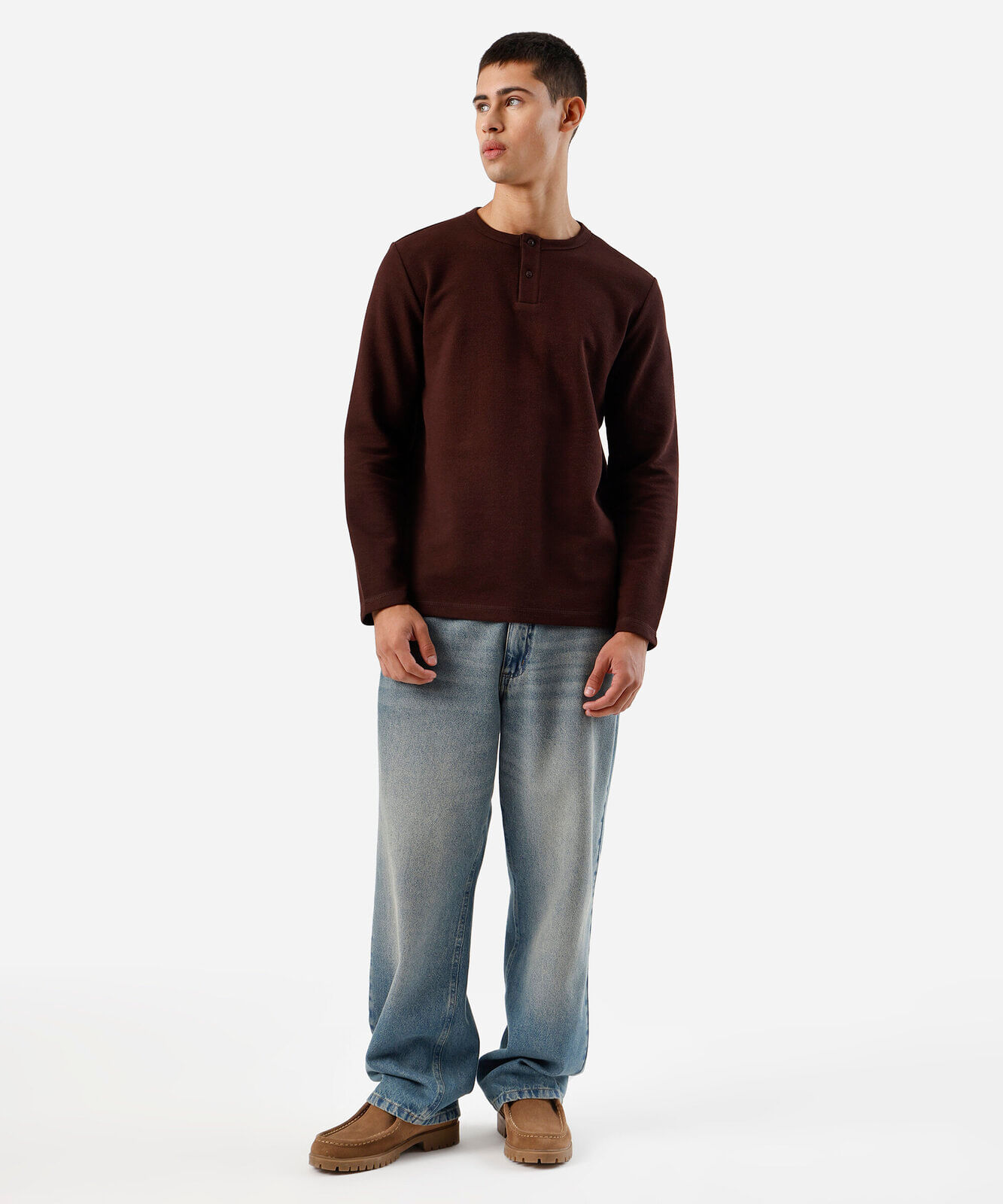 camiseta masculina com algodão manga longa texturizada vinho