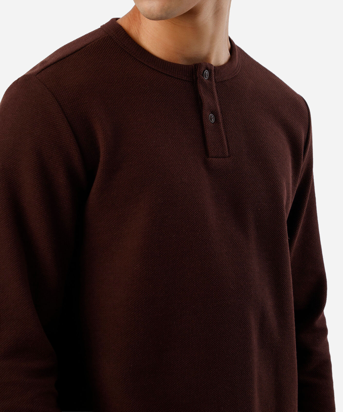 camiseta masculina com algodão manga longa texturizada vinho