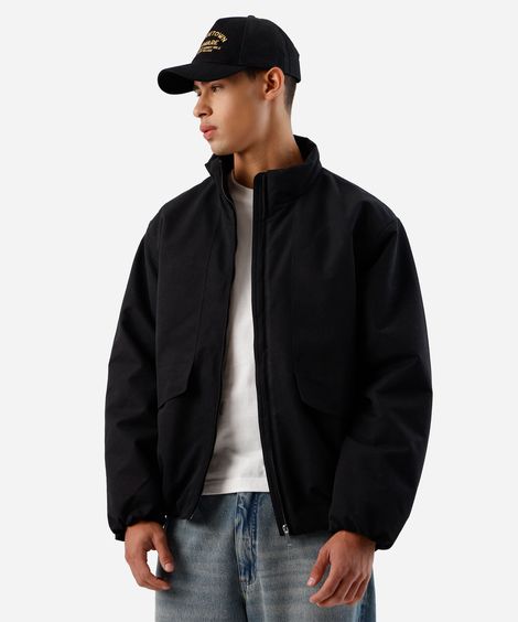 jaqueta masculina gola alta preta