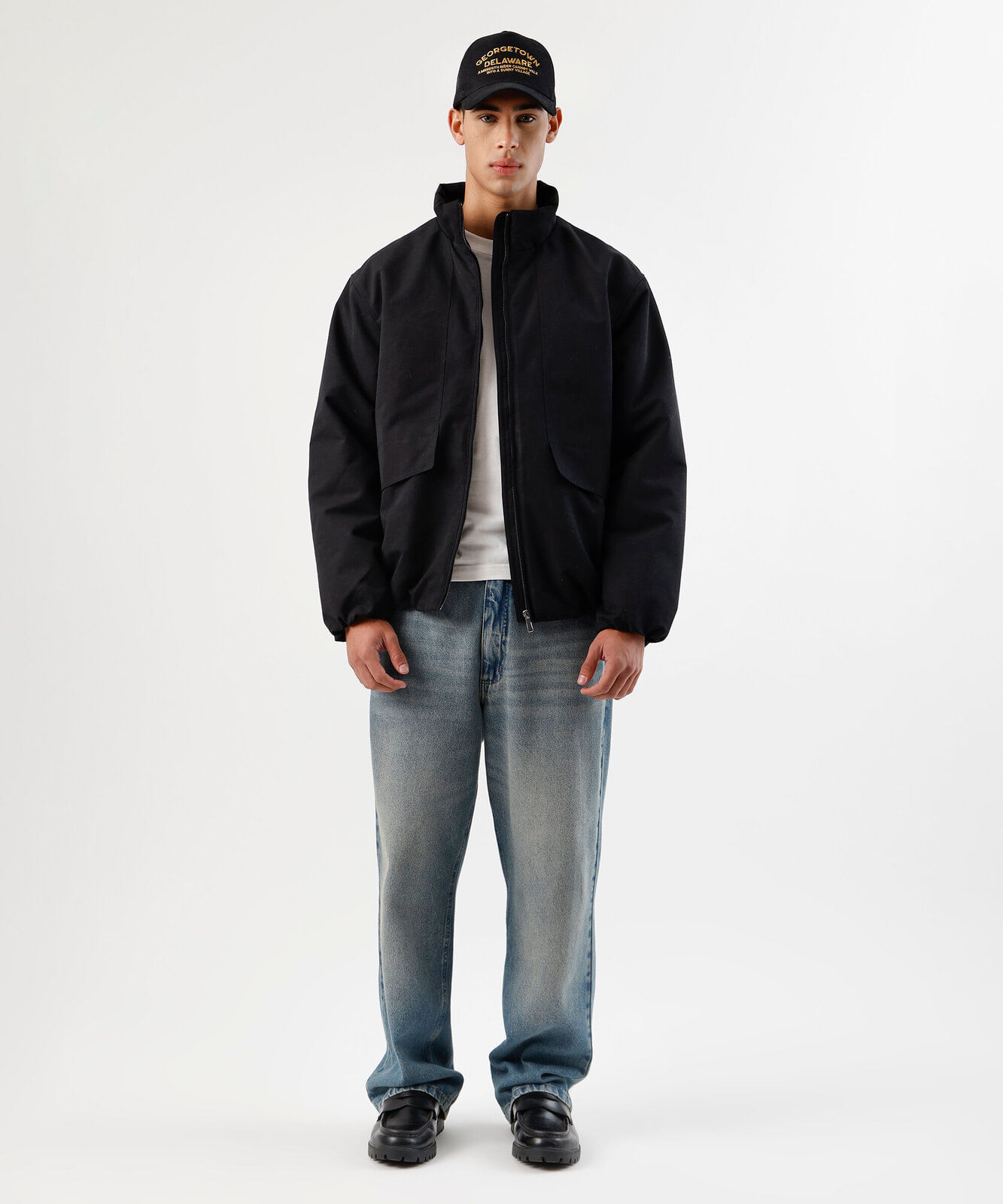 jaqueta masculina gola alta preta