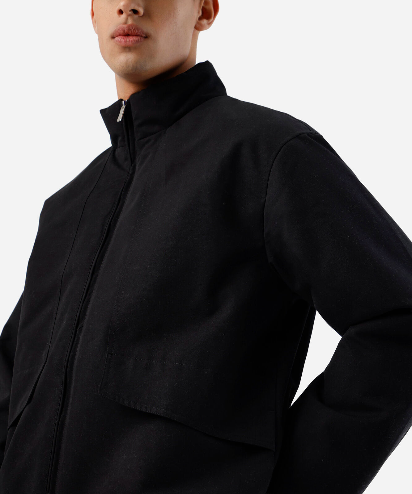 jaqueta masculina gola alta preta