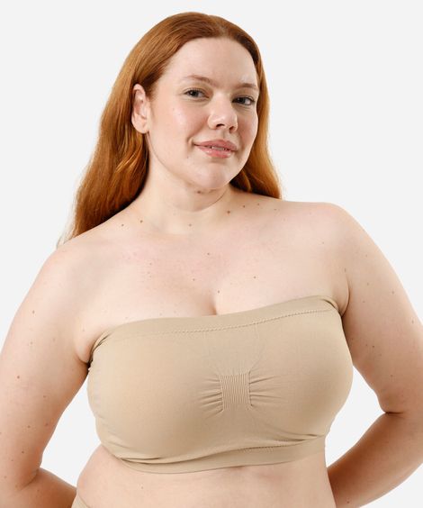 sutiã faixa feminino com bojo removível demillus plus size bege