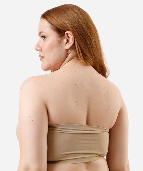 sutiã faixa feminino com bojo removível demillus plus size bege