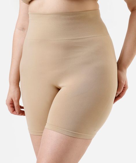 calcinha boyshort feminina de poliamida sem costura demillus plus size bege