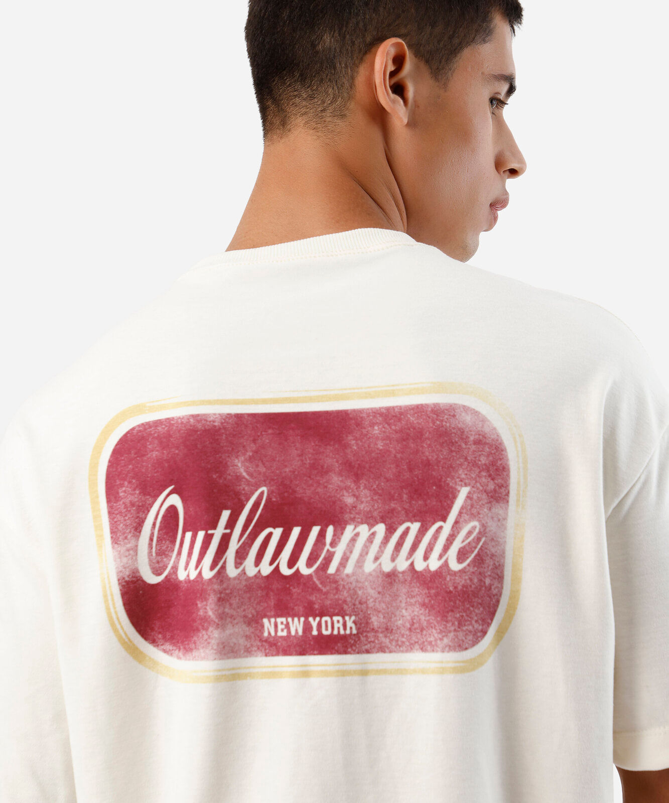 camiseta oversized masculina manga curta estampada off white