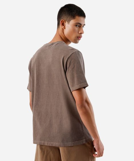 camiseta masculina de algodão estonada brasil marrom