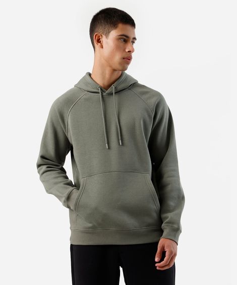 blusão básico masculino de moletom com capuz verde