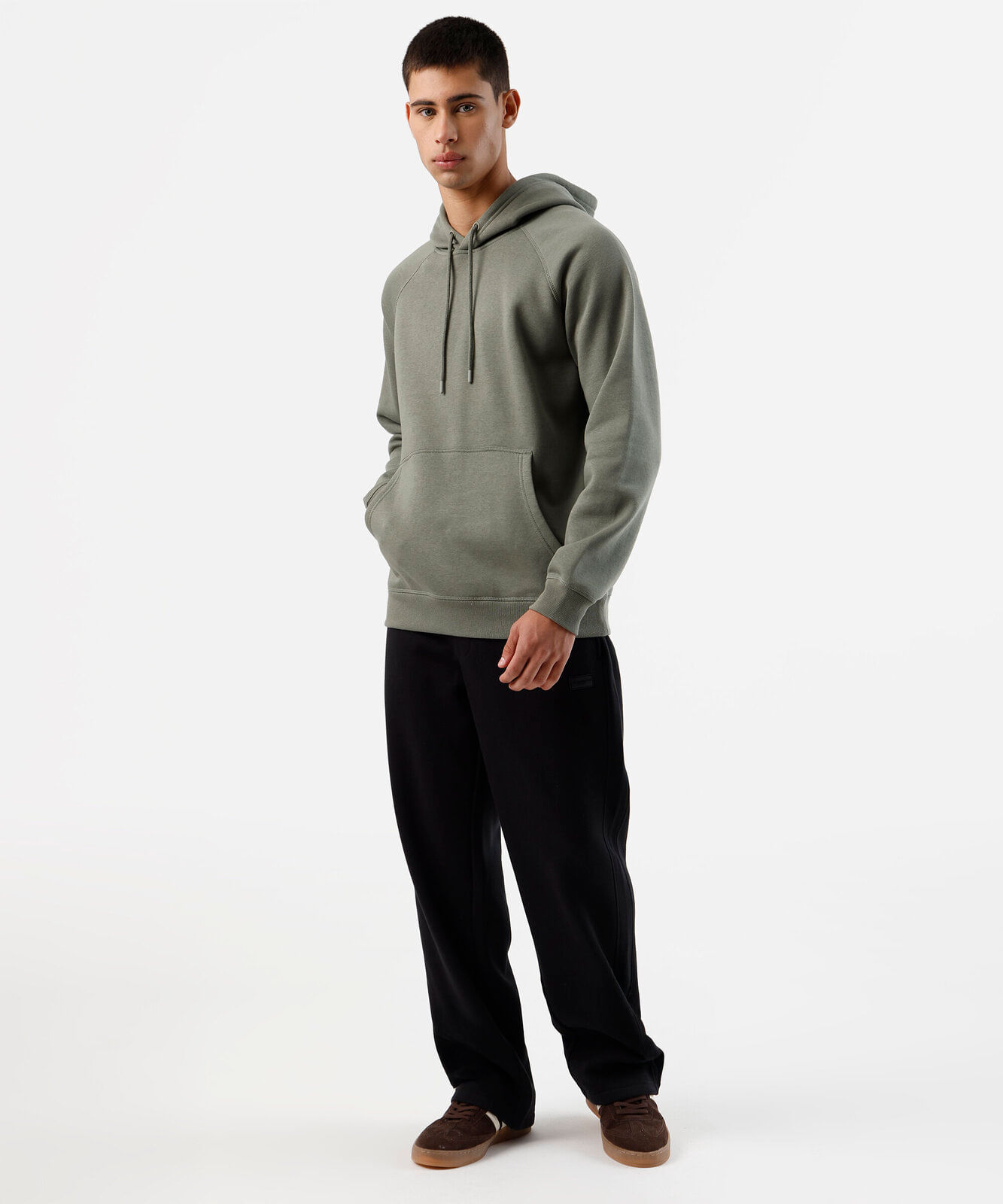 blusão básico masculino de moletom com capuz verde
