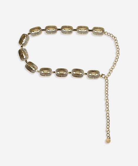 cinto de corrente texturizado dourado