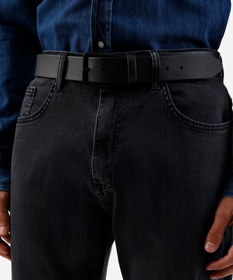 cinto com fivela quadrada fosco preto