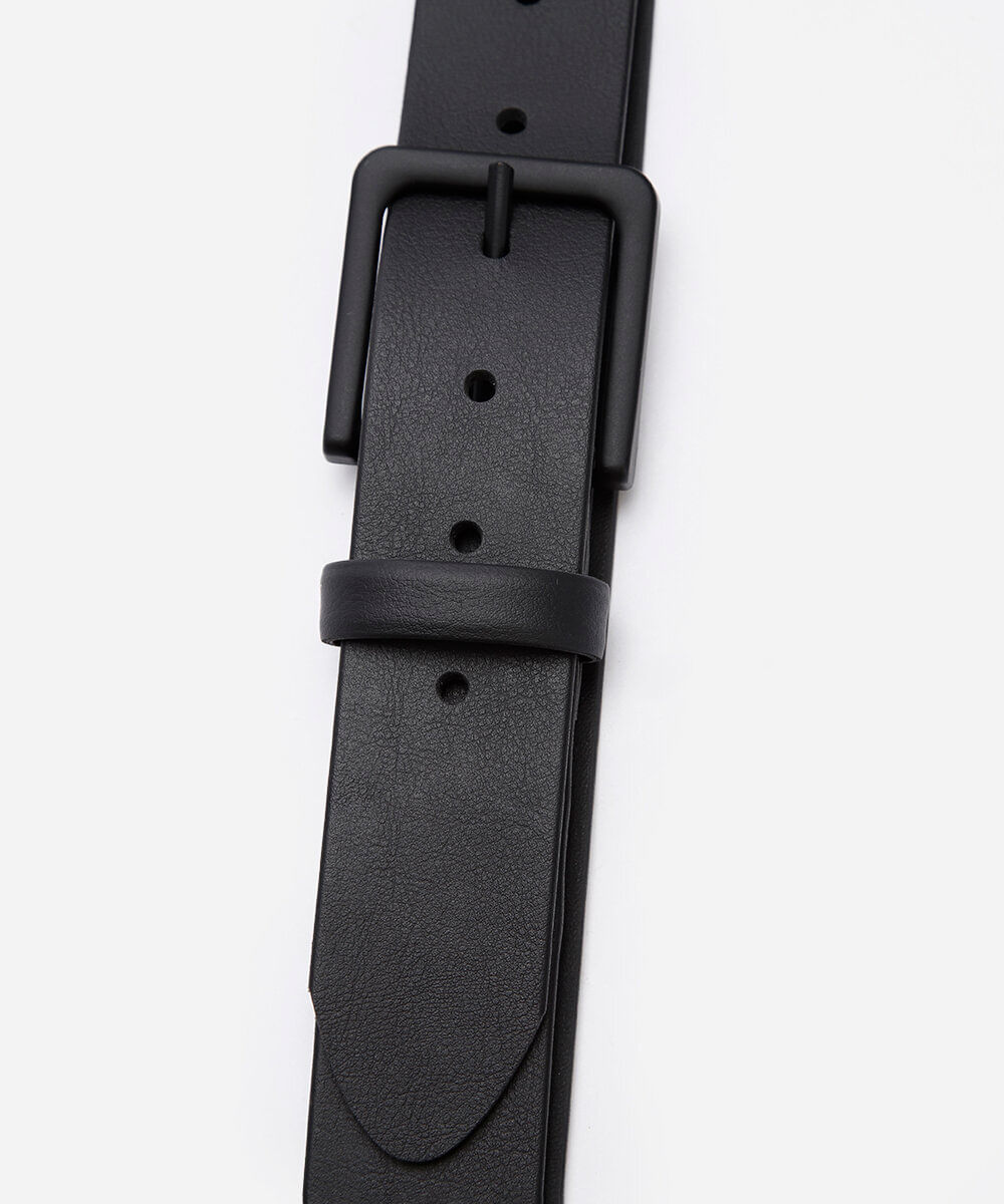cinto com fivela quadrada fosco preto