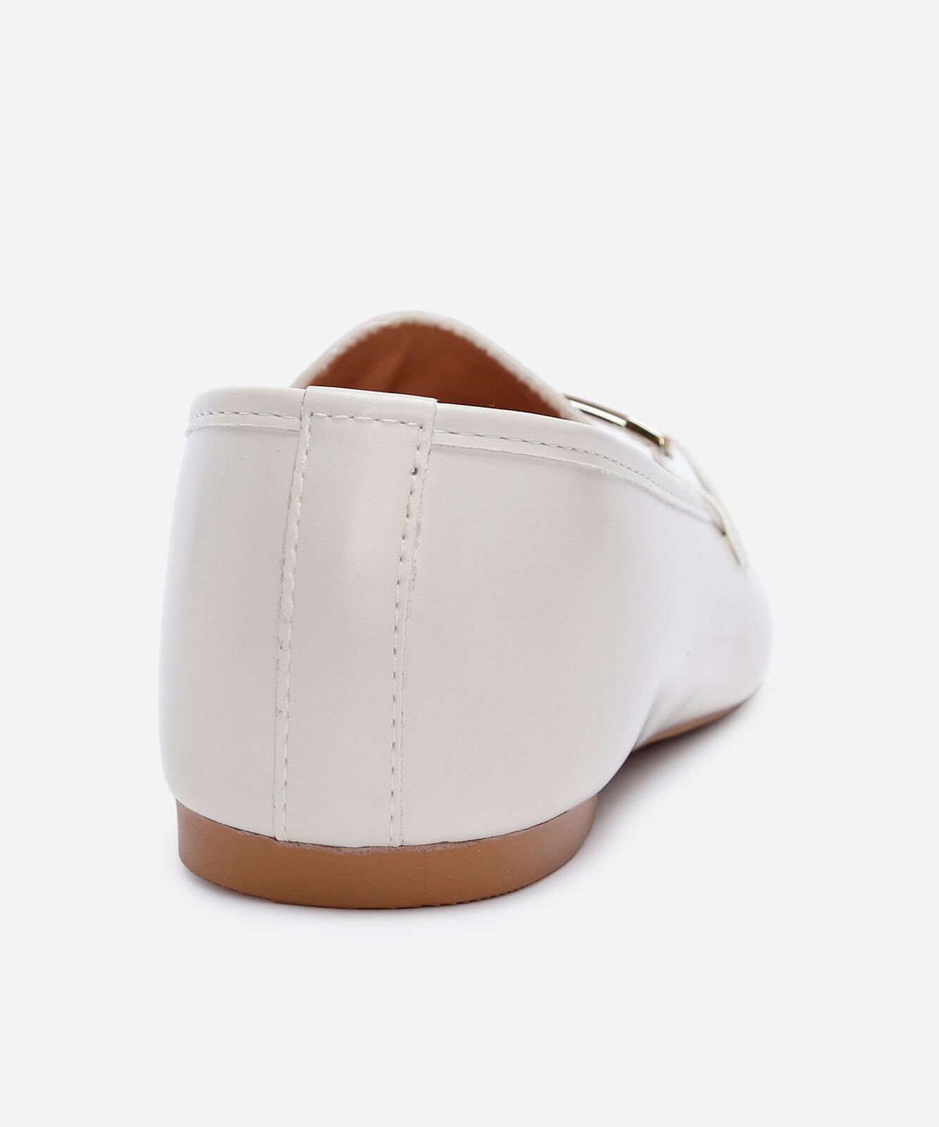 sapato loafer bico quadrado com fivela off white