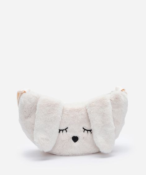 bolsa infantil de pelúcia coelho bege