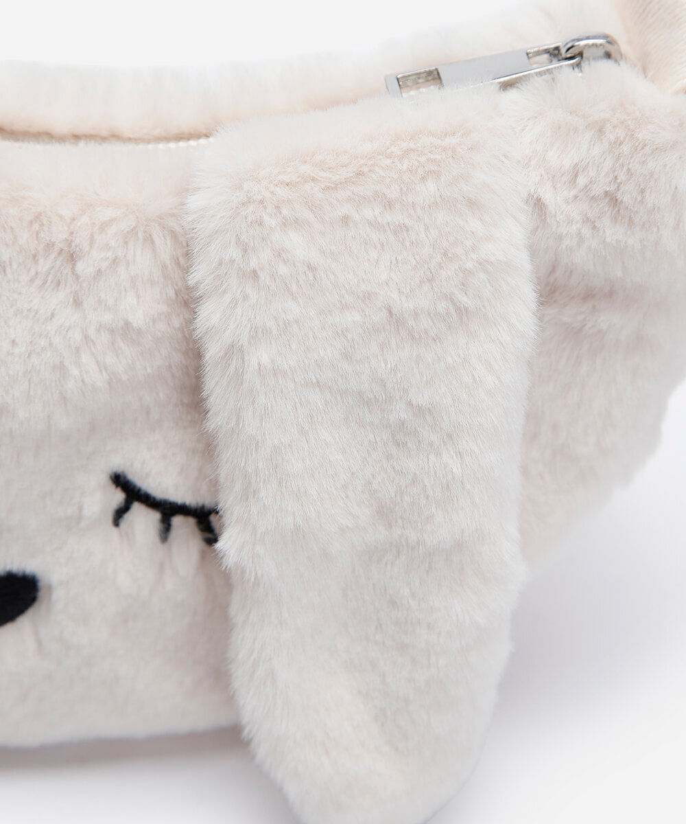 bolsa infantil de pelúcia coelho bege