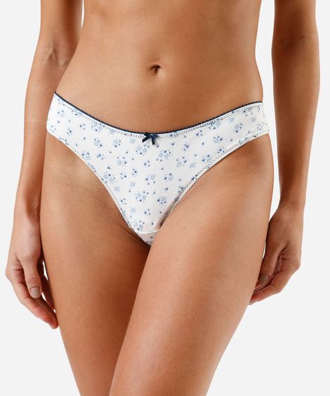 kit de 2 calcinhas fio dental de poliamida floral colorido