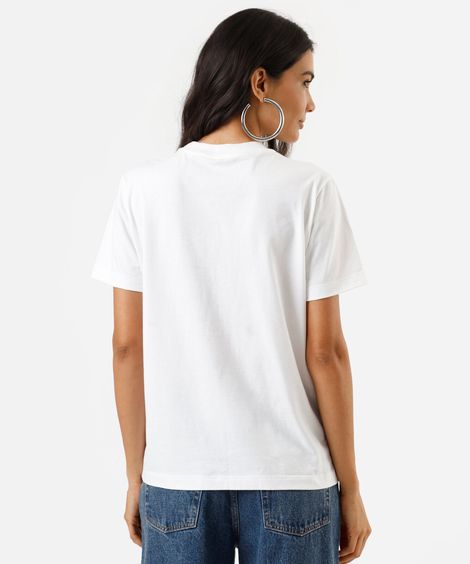camiseta feminina de algodão manga curta hot like latina off white