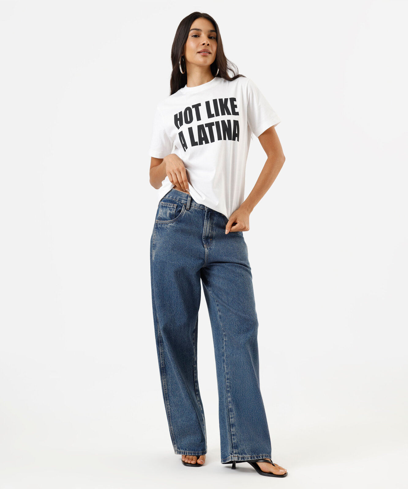 camiseta feminina de algodão manga curta hot like latina off white
