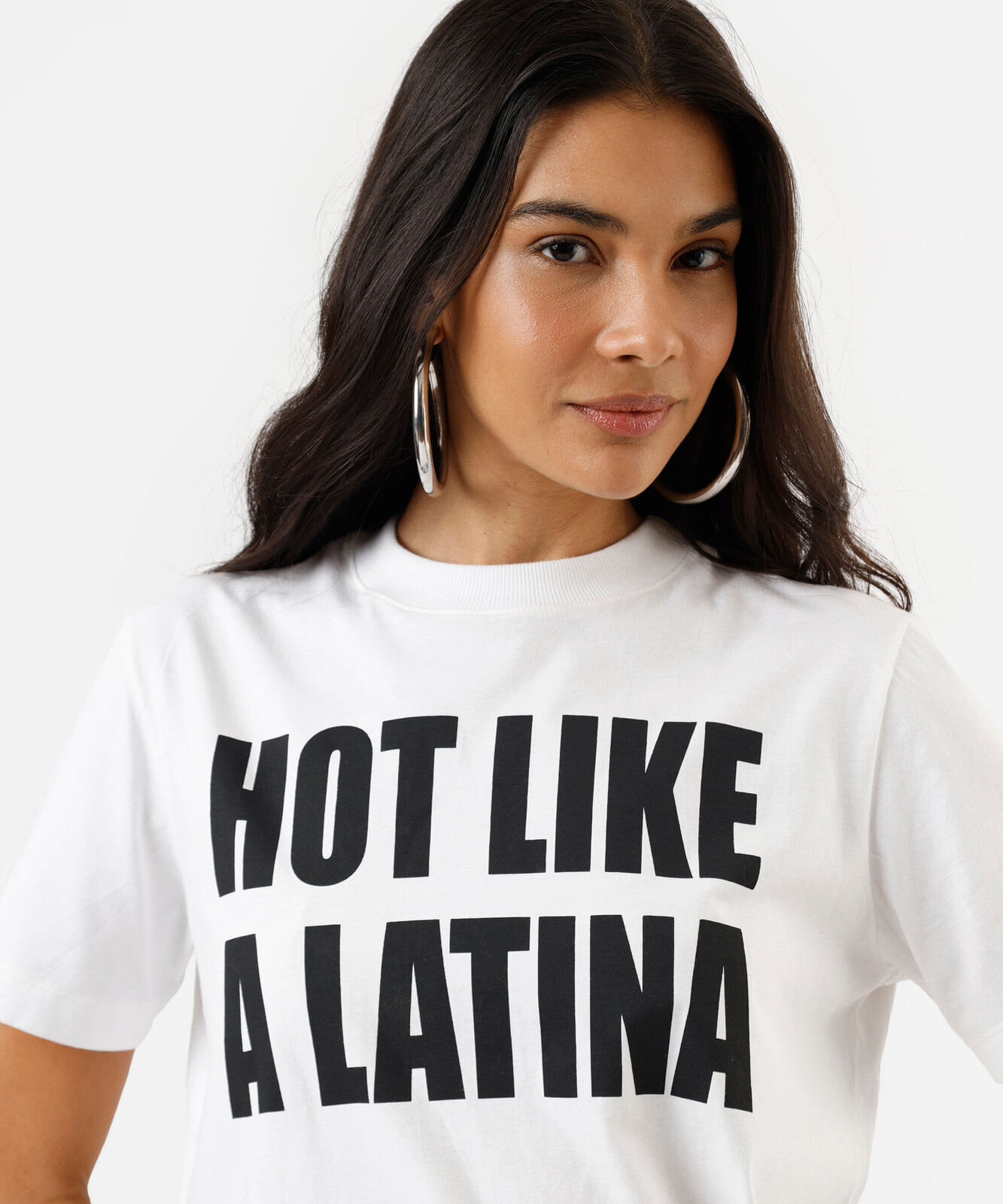 camiseta feminina de algodão manga curta hot like latina off white