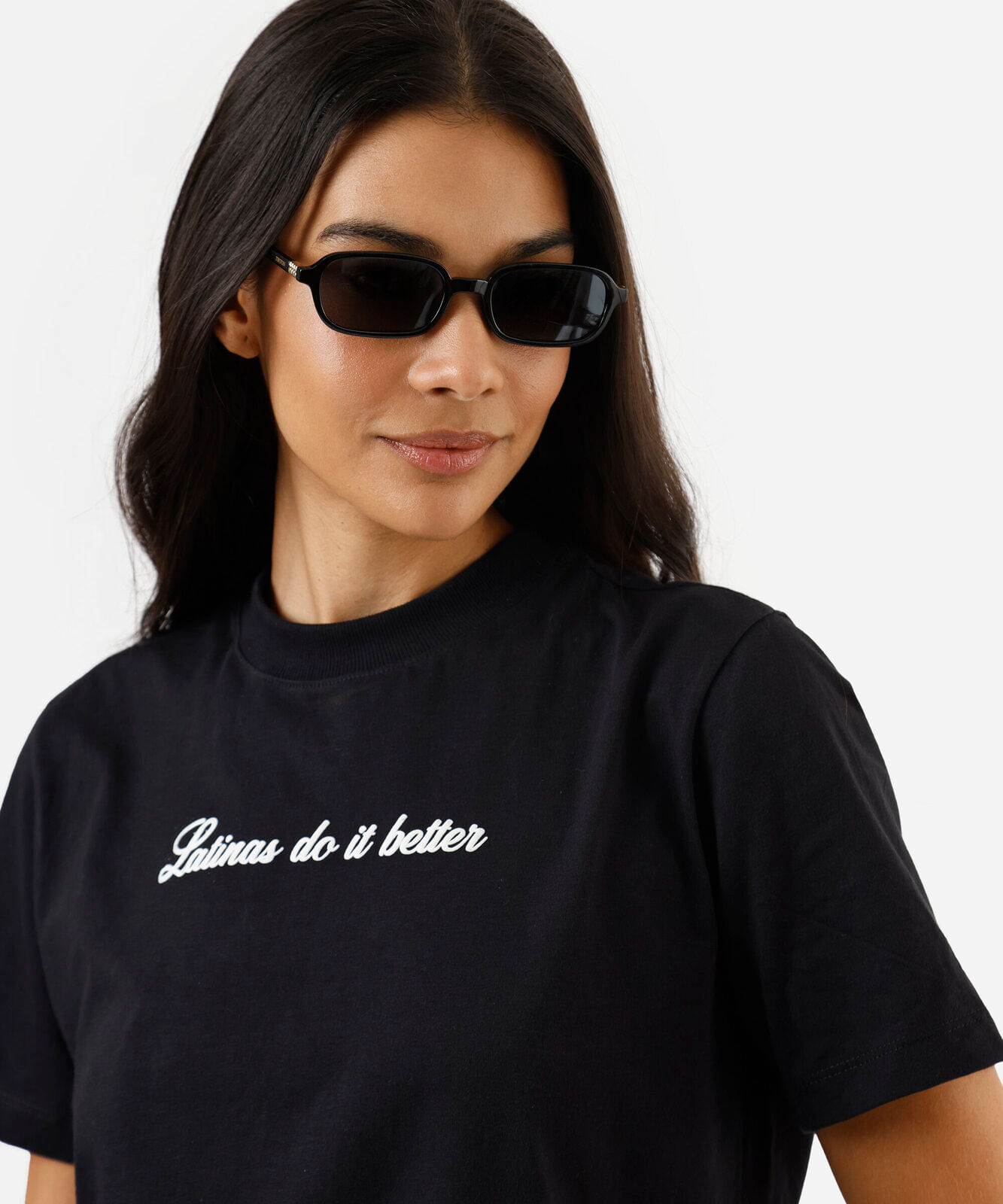 camiseta feminina der algodão manga curta latinas do it better preta