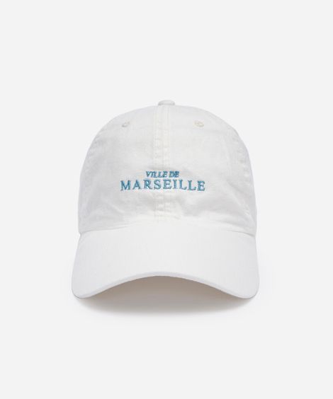 boné aba curva de sarja bordado azul