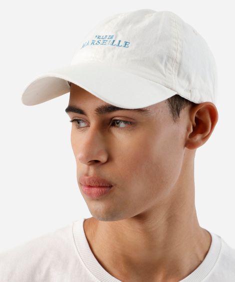 boné aba curva de sarja bordado azul