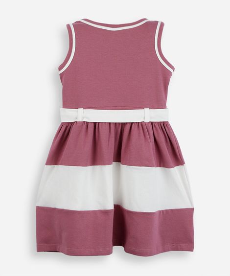 vestido infantil de algodão com recorte e laço vinho