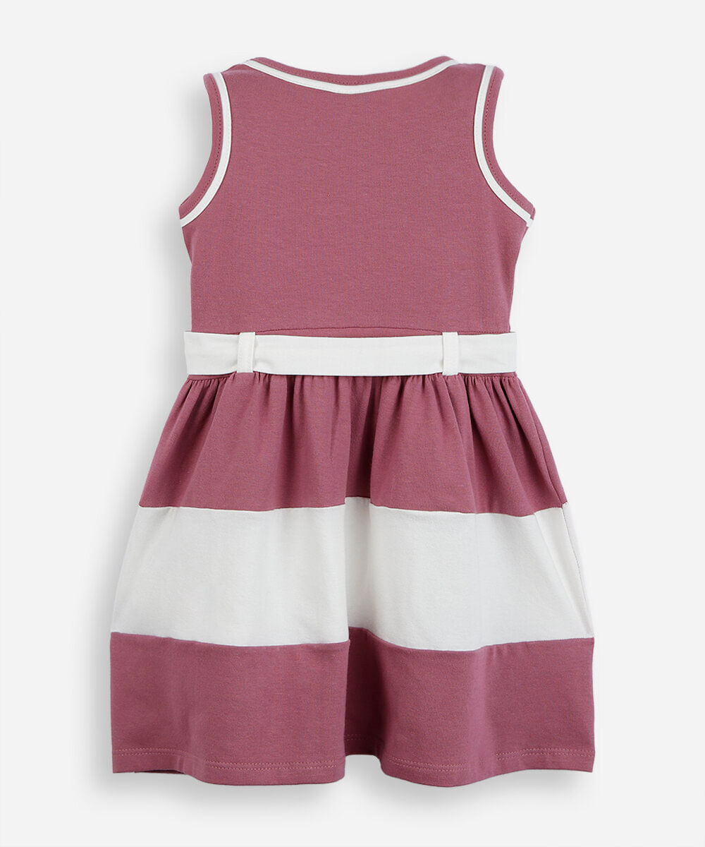 vestido infantil de algodão com recorte e laço vinho