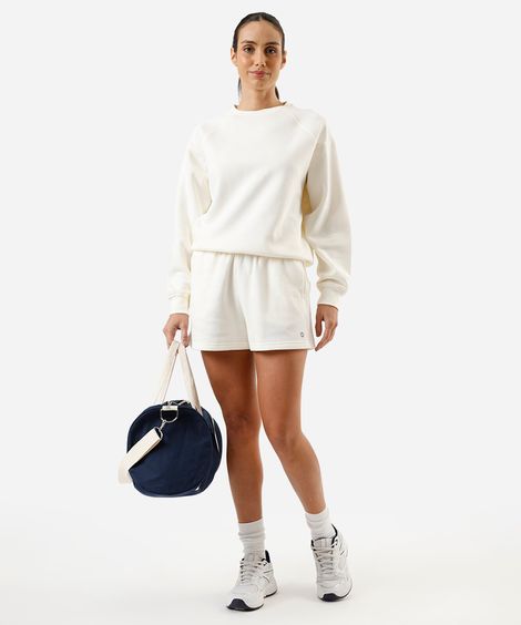 short running feminino de moletom com recorte esportivo ace off white