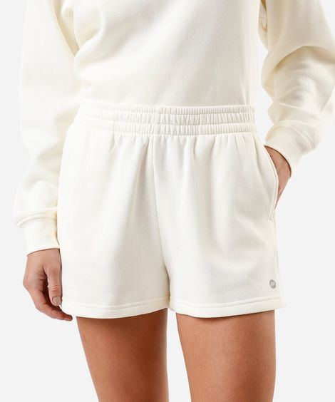 short running feminino de moletom com recorte esportivo ace off white