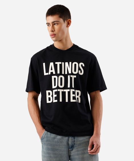 camiseta masculina de algodão manga curta latinos do it better preta