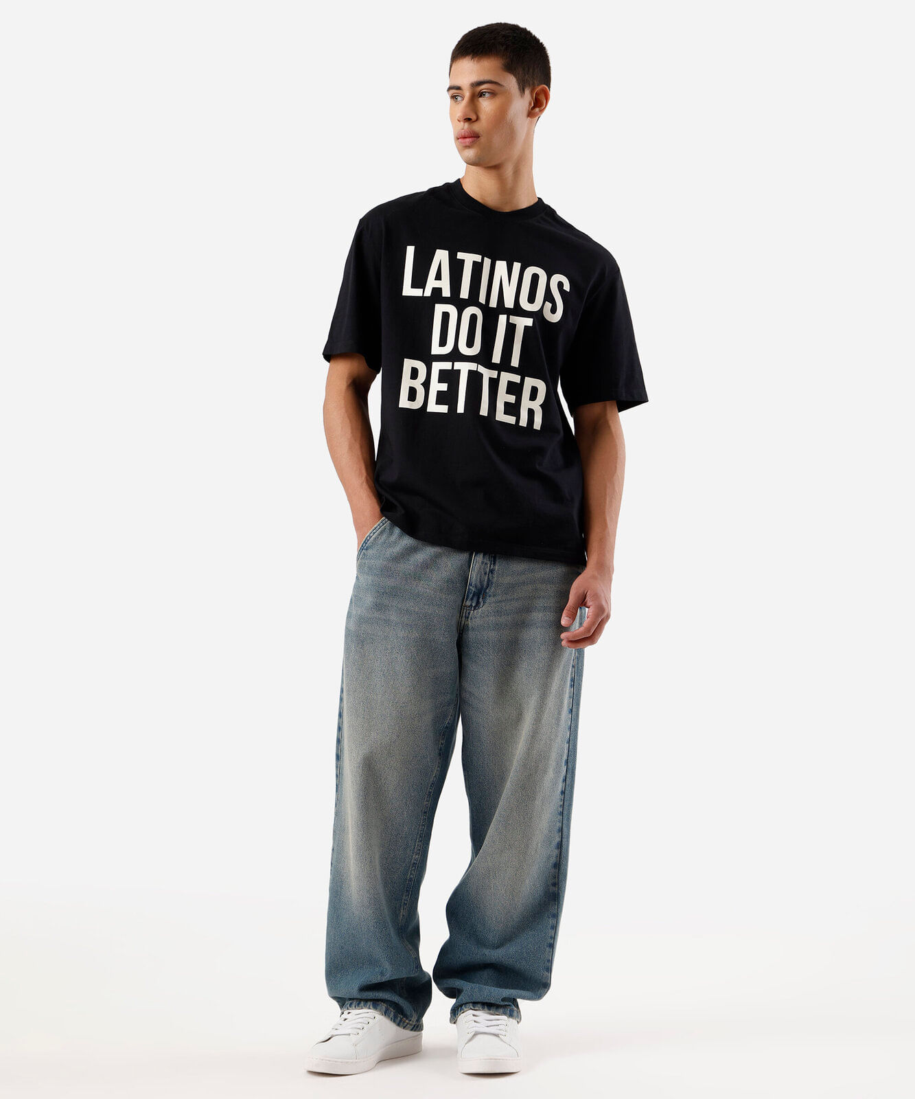 camiseta masculina de algodão manga curta latinos do it better preta