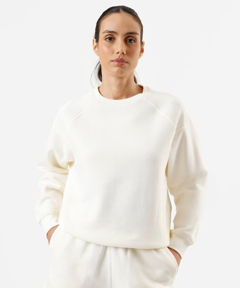 blusão feminino de moletom com recortes esportivo ace off white