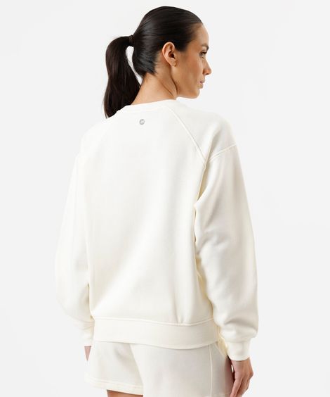 blusão feminino de moletom com recortes esportivo ace off white