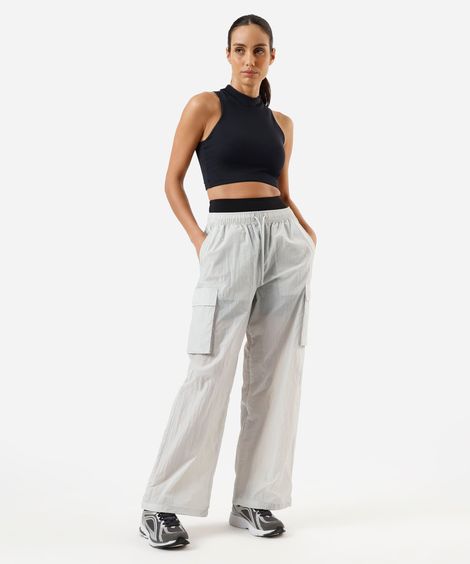 calça cargo feminina de poliamida esportiva cinza
